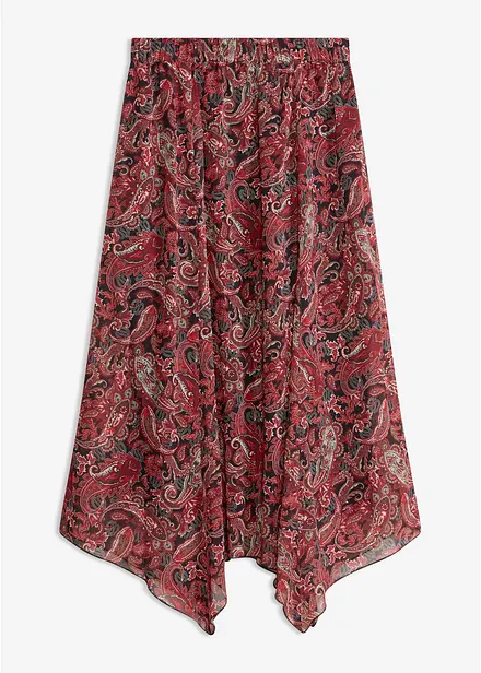 Skj&oslash;rt i chiffon med asymmetrisk nederkant