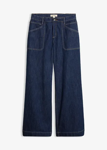 Wide Leg-jeans Mid Waist med p&aring;satte lommer