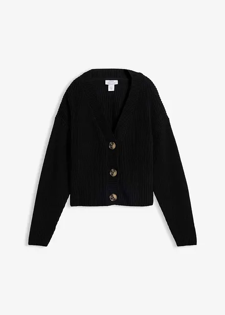 Grovstrikket cardigan i 100% bomull