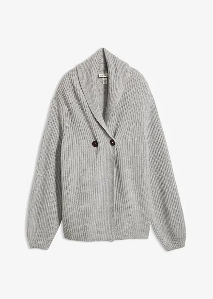Grovstrikket cardigan med sjalskrage