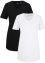 Lang basic T-shirt med V-hals og kort arm 2-pack, bpc bonprix collection
