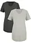 Lang basic T-shirt med V-hals og kort arm 2-pack, bonprix