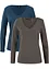 Langermet, figurnær topp (2-pack), bonprix