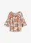 Bluse med print og blonde, bonprix