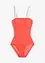 Badedrakt i strukturmateriale med transparente stropper, bonprix