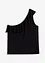 One shoulder-topp i myk viskosemiks med volang, bonprix