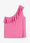 One shoulder-topp i myk viskosemiks med volang, bonprix