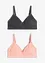 Vattert bralette uten bøyle med økologisk bomull (2-pack), bonprix