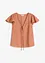 Bluse med volangermer i glansfull stil, bonprix