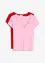 Ribbet topp med blondedetalj (2-pack), bonprix