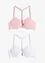 Vattert BH med spiler, bomull og lukning foran (2-pack), bonprix