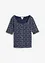 Ribbet topp med blomsterprint, halvlange ermer, bonprix