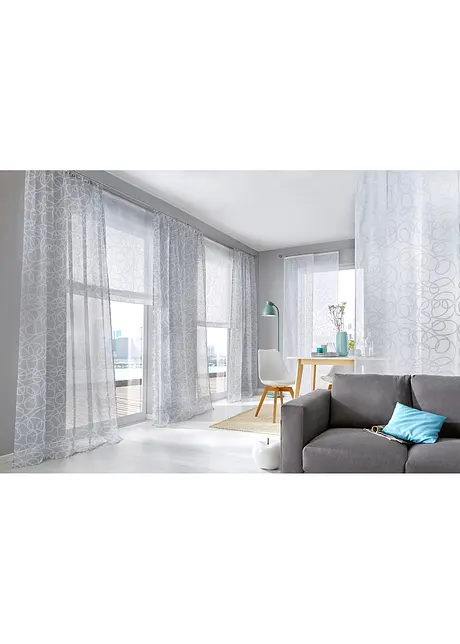 Transparent liftgardin med print, med resirkulert polyester, bonprix