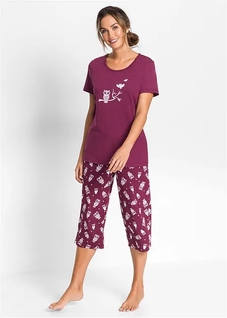 Capri pyjamas med korte ermer, bonprix