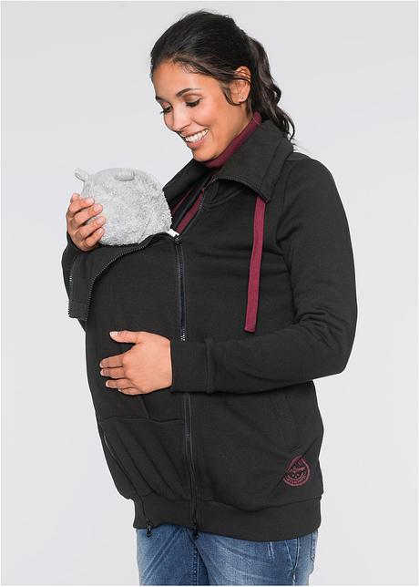 Avslappet mamma sweatjakke med innfelling og ståkrage Avslappet mamma sweatjakke med innfelling og ståkrage