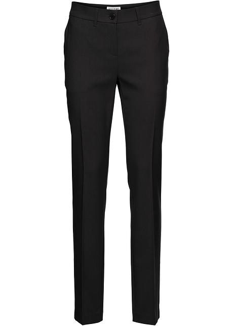 Elegant business bukse med buksepress sort Lang bukse med elastisk linning og buksepress svart