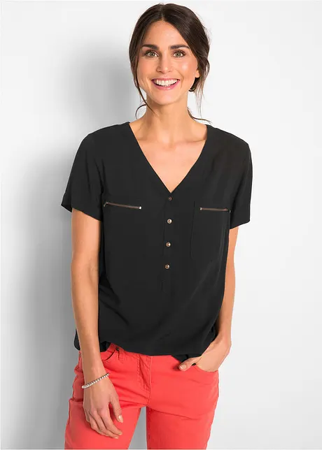 Bluse i viskose, kort arm, bonprix