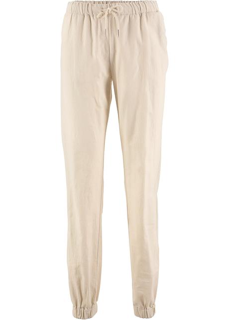 Linbukse i ledig snitt med lommer og snøring kittbeige Bukse med lin beige Dame bonprix.no