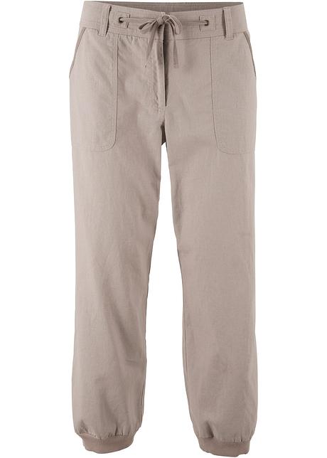 Lin bukse, 34 lengde naturstein Dame bpc bonprix Bukse med lin beige Dame bonprix.no