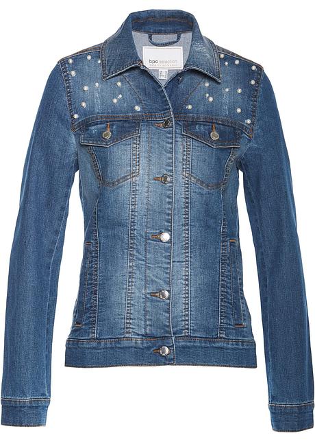 Elegant jeansjakke med elegante perler blue stone Jeansjakke med perler | Lindex