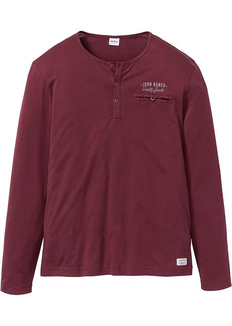 Henley shirt med knappelist bærrrød Herre bonprix.no T skjorter Store størrelser SALG Herre bonprix.no