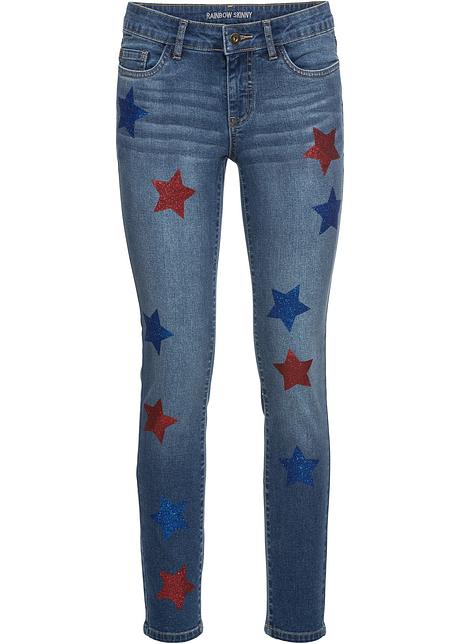 Super Skinny Jeans, forkortet, med glitter Super Skinny Jeans, forkortet, med glitter