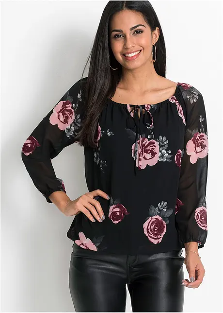 Bluse med snøring, bonprix