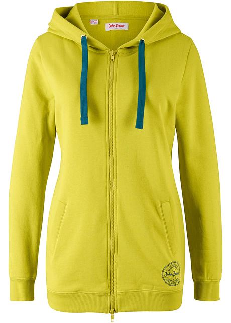 Avslappet basic sweatjakke med hette og dekorativt trykk Avslappet basic sweatjakke med hette og dekorativt trykk