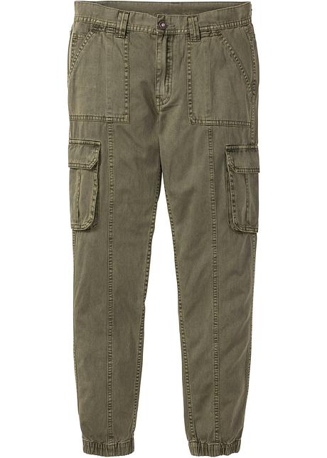 Cargobukse Regular Fit Tapered mørk oliven RAINBOW Cargo bukse mørk oliven Dame bonprix.no