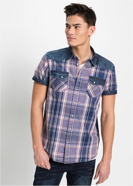 Kortermet skjorte, Slim Fit blå rutet RAINBOW kjøp online Kortermet skjorte, Slim Fit blå rutet RAINBOW kjøp online
