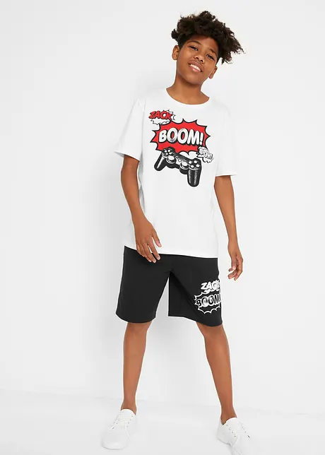 T-skjorte og jerseyshorts i 100% bomull (2-delt sett), bonprix
