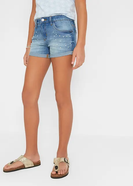 Jeans-shorts med perler til barn, bonprix