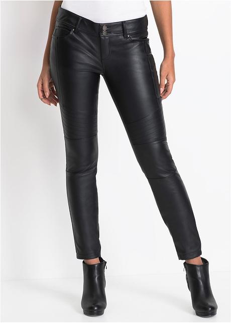 Kul biker bukse i 5 pocket stil sort Bukse i skinnimitasjon med sidestriper svart Dame bonprix.no