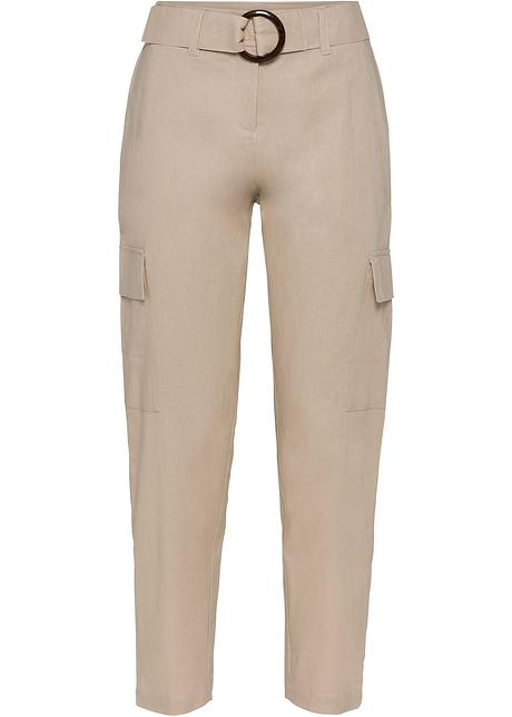 Bukse i lin sand BODYFLIRT kjøp online bonprix.no Bukse med lin beige Dame bonprix.no