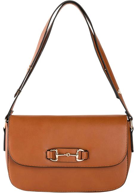 Høstlig skulderveske med pyntespenne cognacgullfarget Veske ryggsekk cognac bpc bonprix collection bonprix.no