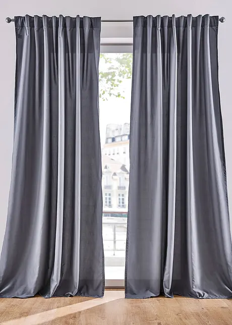 Mikrofibergardin med resirkulert polyester (2 pack), bonprix