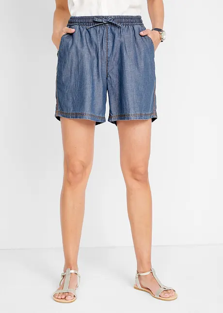 Lett denim-shorts med lin og komfortlinning, ekstra vid, bonprix