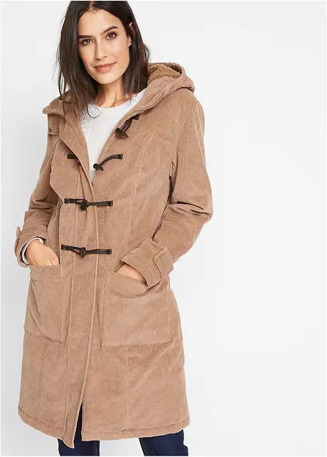 Halvlang duffelcoat med fôr, bonprix