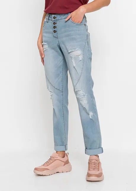 Boyfriend jeans Destroyed, med resirkulert polyester, bonprix