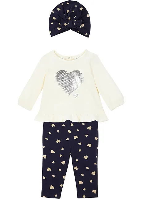 Babytopp+leggings+lue økologisk bomull (3-delt sett) , bonprix