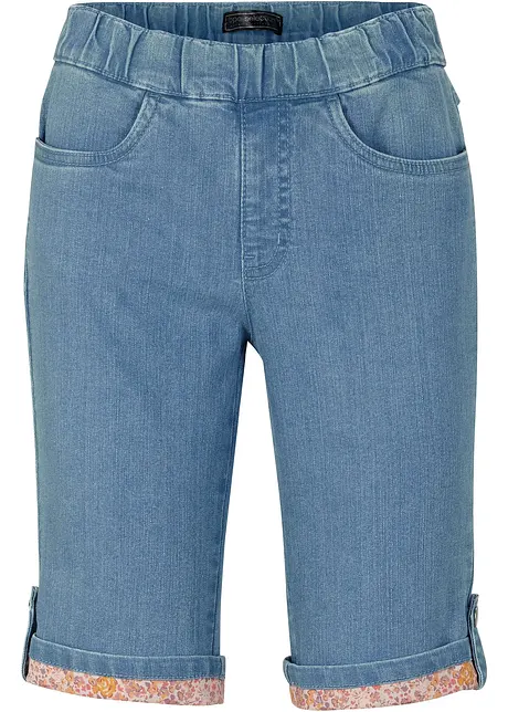 Bermudashorts i denim med mønstret oppbrett, bonprix