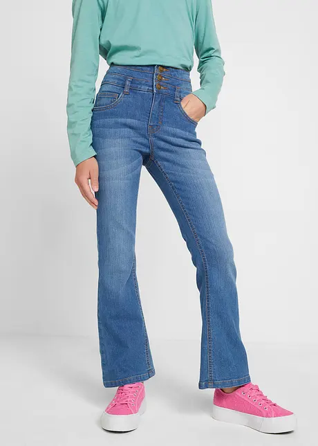 High Waist-jeans til jente med vide ben, bonprix