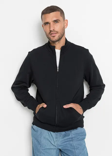 Sweatshirtjakke med høy kant i halsen, bonprix