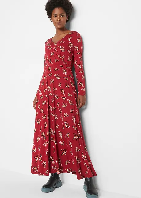 Maxikjole av bærekraftig viskose med print, lang arm, bpc bonprix collection
