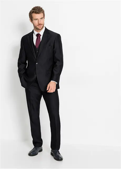 Dress (4-delt sett): blazer, bukse, vest, slips, bonprix