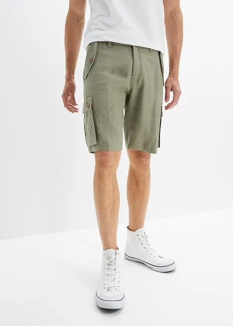 Cargo-bermuda av bærekraftig lin, Loose Fit, bonprix