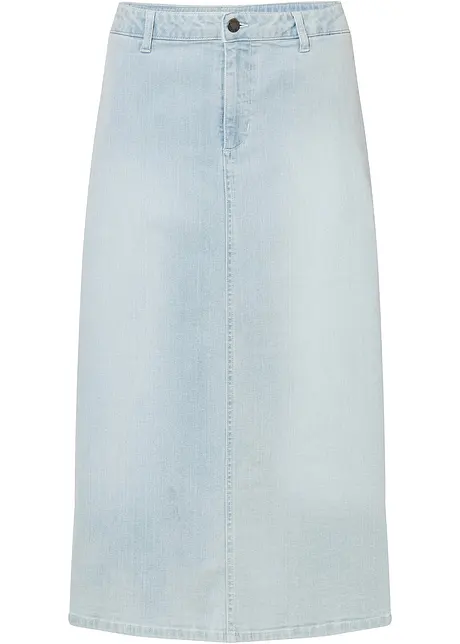 Stretch-jeansskjørt, midi-lengde, bonprix