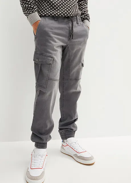 Regular Fit sweat-jeans med cargolommer, Straight, bonprix