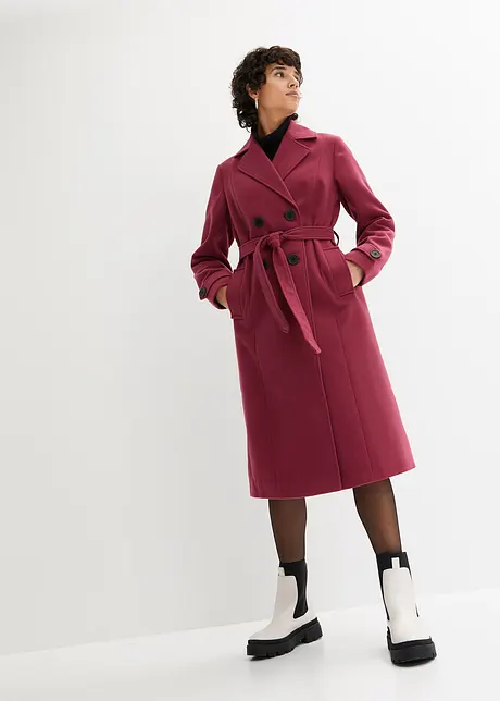 Vinter-trenchcoat med ull-look, bonprix