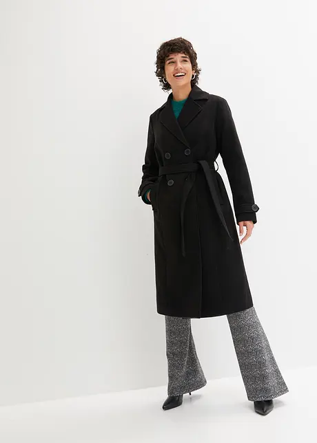 Vinter-trenchcoat med ull-look, bonprix